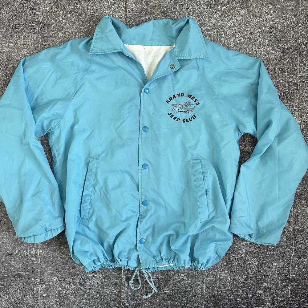 Men's Vintage 90s Grand Mesa Jeep Club Powder Blue Windbreaker Coach Jacket Sz M